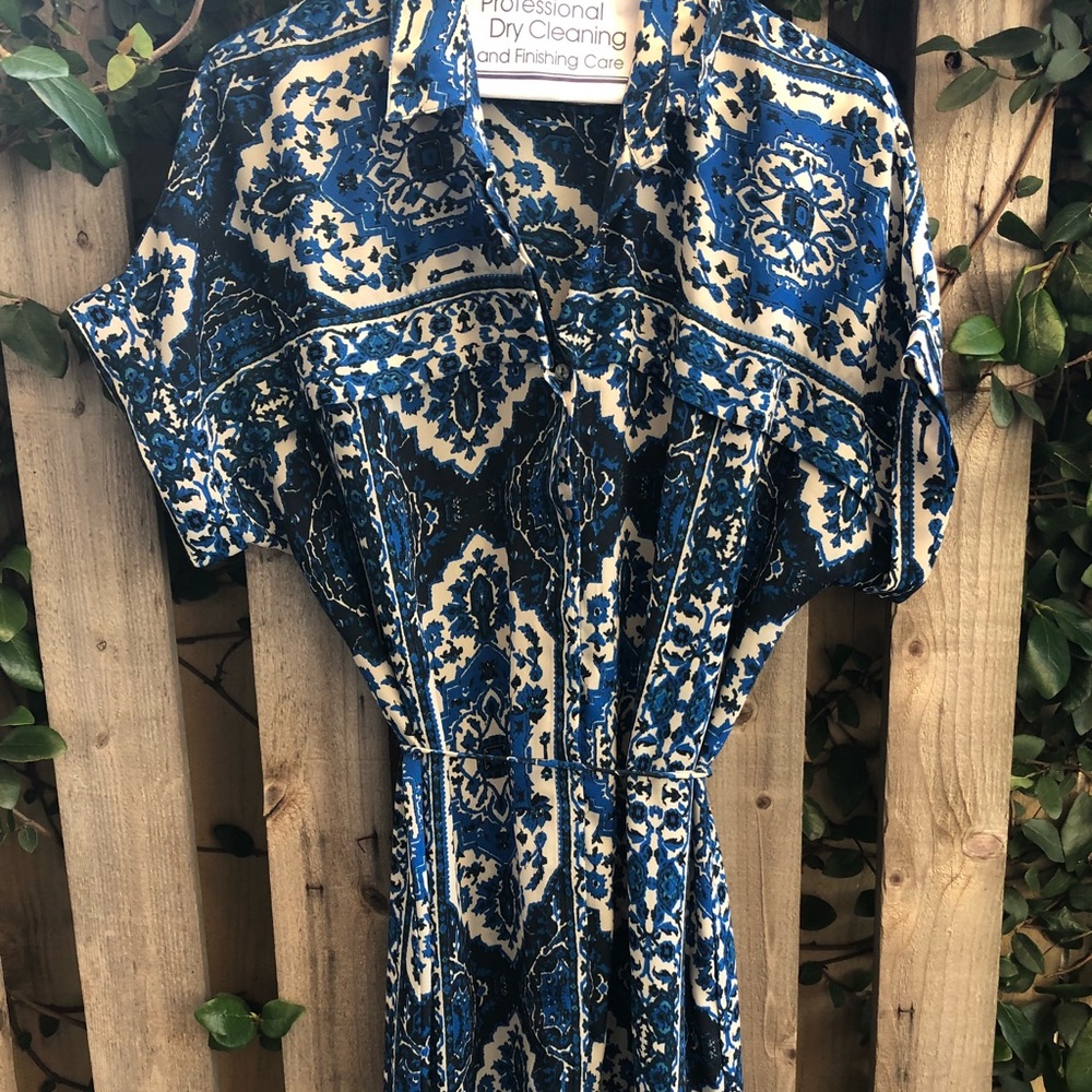 Damask Printed Collared Dress